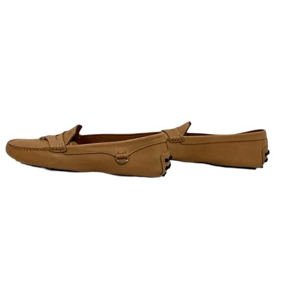 Tod’s Gommini Ring Moccasin Loafers Calfskin Leather Tan Size 7.5 Made Italy - Picture 4 of 10